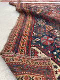 5' x 6'5 Antique worn Persian Qashqai rug #2339 - Blue Parakeet Rugs