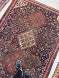 5' x 6'5 Antique worn Persian Qashqai rug #2339 - Blue Parakeet Rugs