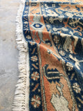 7'4 x 8'2 Vintage Heriz Rug (#803) - Blue Parakeet Rugs