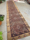 3'8 x 19'7 Antique camel hair runner #2001 / 4x20 Vintage runner - Blue Parakeet Rugs