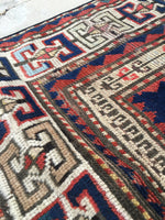 3'8 x 5'4 Antique Kazak Rug - Blue Parakeet Rugs