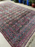 8’ x 11’5 Antique Persian Tehran Rug #2724-AL / Large Vintage Rug - Blue Parakeet Rugs