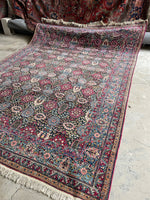 8’ x 11’5 Antique Persian Tehran Rug #2724-AL / Large Vintage Rug - Blue Parakeet Rugs