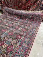 8’ x 11’5 Antique Persian Tehran Rug #2724-AL / Large Vintage Rug - Blue Parakeet Rugs