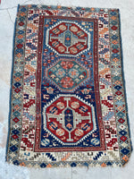 3’5 x 5’ Antique Worn Kazak rug #2525 - Blue Parakeet Rugs