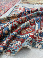 3’5 x 5’ Antique Worn Kazak rug #2525 - Blue Parakeet Rugs