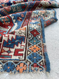 3’5 x 5’ Antique Worn Kazak rug #2525 - Blue Parakeet Rugs