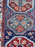 3’5 x 5’ Antique Worn Kazak rug #2525 - Blue Parakeet Rugs