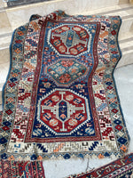 3’5 x 5’ Antique Worn Kazak rug #2525 - Blue Parakeet Rugs