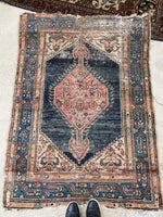 3'7 x 5'1 Antique rug #922 / 4x5 Vintage rug - Blue Parakeet Rugs
