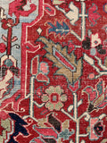 11' x 15'8 Antique oversize Persian Heriz rug #1887 / 11x16 Heriz rug - Blue Parakeet Rugs