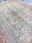 8'11 x 10'6  Late 19th Century Turkish Oushak Rug - Blue Parakeet Rugs