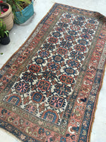 3'8" x 7' Antique Vintage Bijar Rug - Blue Parakeet Rugs