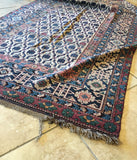 4'11" x 7' Collectible Kuba rug - 1880s - Blue Parakeet Rugs