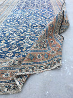 19' x 5'3 Worn Blue n Ivory Antique Rug - Blue Parakeet Rugs