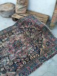 3'11 x 5'8" Antique 1880's Mashad / 4x6 rug / Vintage Rug - Blue Parakeet Rugs