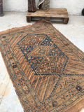 3'8" x 5'9" Antique Shiraz Tribal Rug / Small Tribal Rug / Small Village Rug / 4x6 Vintage Rug - Blue Parakeet Rugs