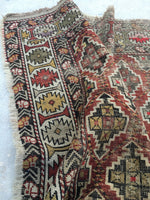 3'5 x 5'1 Antique Caucasian Rug / small antique rug - Blue Parakeet Rugs