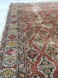 3'5 x 5'1 Antique Caucasian Rug / small antique rug - Blue Parakeet Rugs