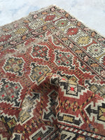 3'5 x 5'1 Antique Caucasian Rug / small antique rug - Blue Parakeet Rugs