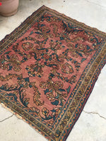 3’7 x 4’4 antique Persian Malayer blush rug (#890) - Blue Parakeet Rugs