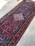 3'4 x 10’ Vintage Hamadan Runner - Blue Parakeet Rugs