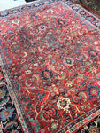 9’4 x 12’ Antique Persian Mahal Rug - Blue Parakeet Rugs