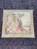 4'3 x 4'7 Antique French Tapestry with silk - Blue Parakeet Rugs