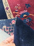 4’1 x 6’ antique Chinese Art Deco Rug (#392) - Blue Parakeet Rugs