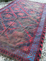 7’2 x 11’5 Antique Soumak flat weave rug - Blue Parakeet Rugs